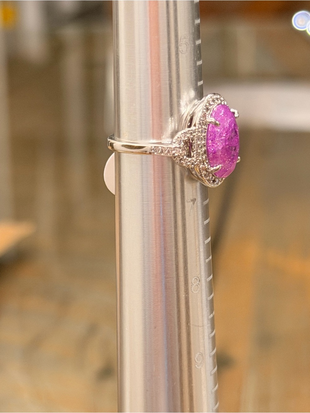 Bomb Party NWT Lavender Ice Crystal Ring with Accent Diamond CZ - Picture 4 of 6